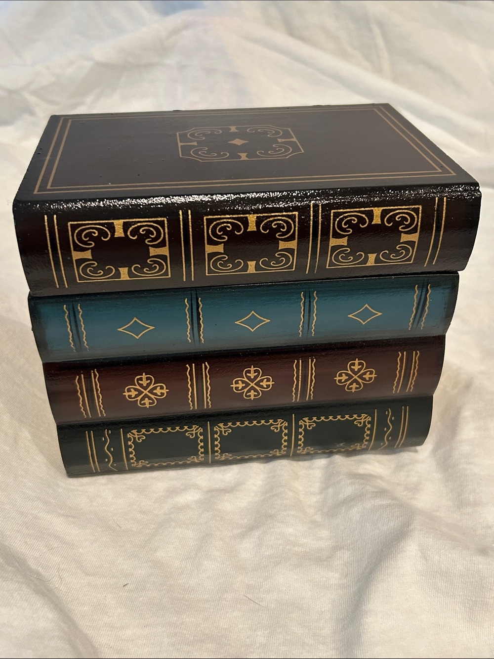 Decorative Book Box in Teal, Brown, and Black